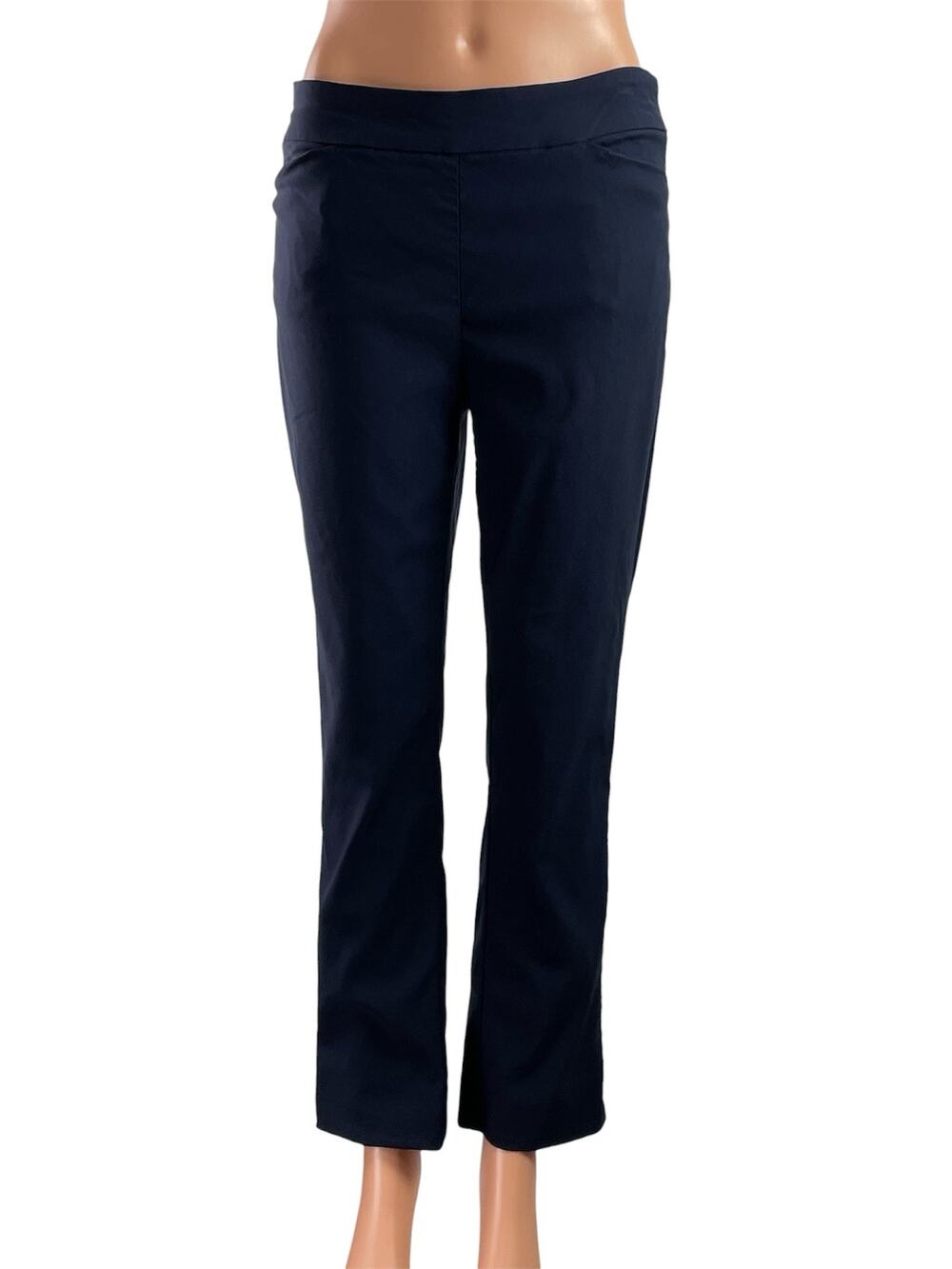 Hilary Radley Womens Blue Mid Rise Slim Fit Flared Leg Trousers Dress Pants Sz S